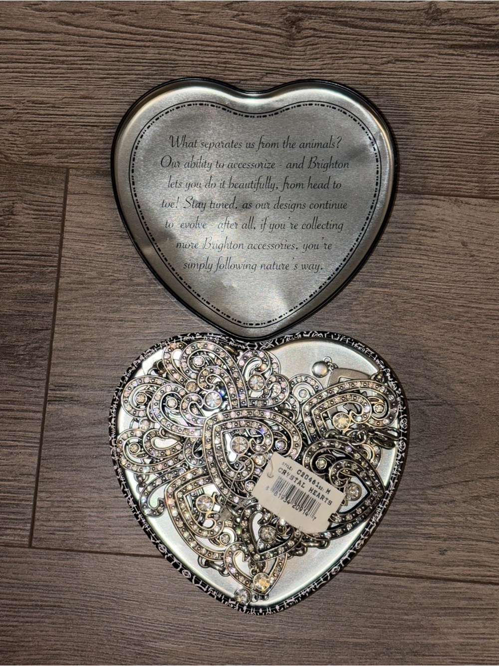 NWT | Vintage Brighton Crystal Hearts Belt with Heart Tin | 40”
